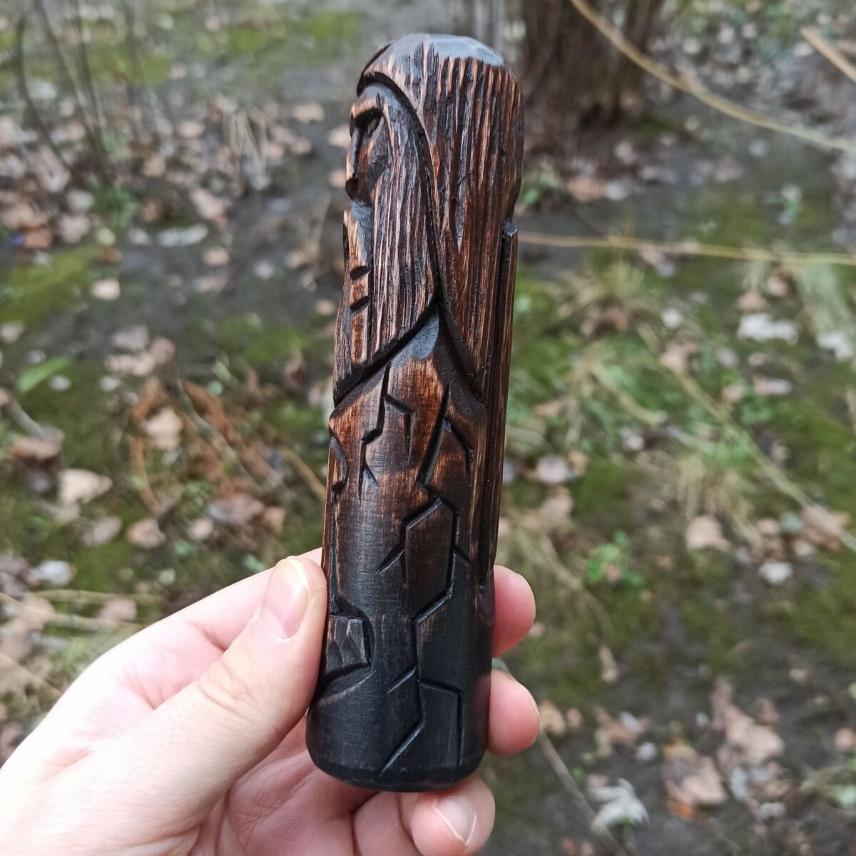 Norse God Thor wood carved figurine