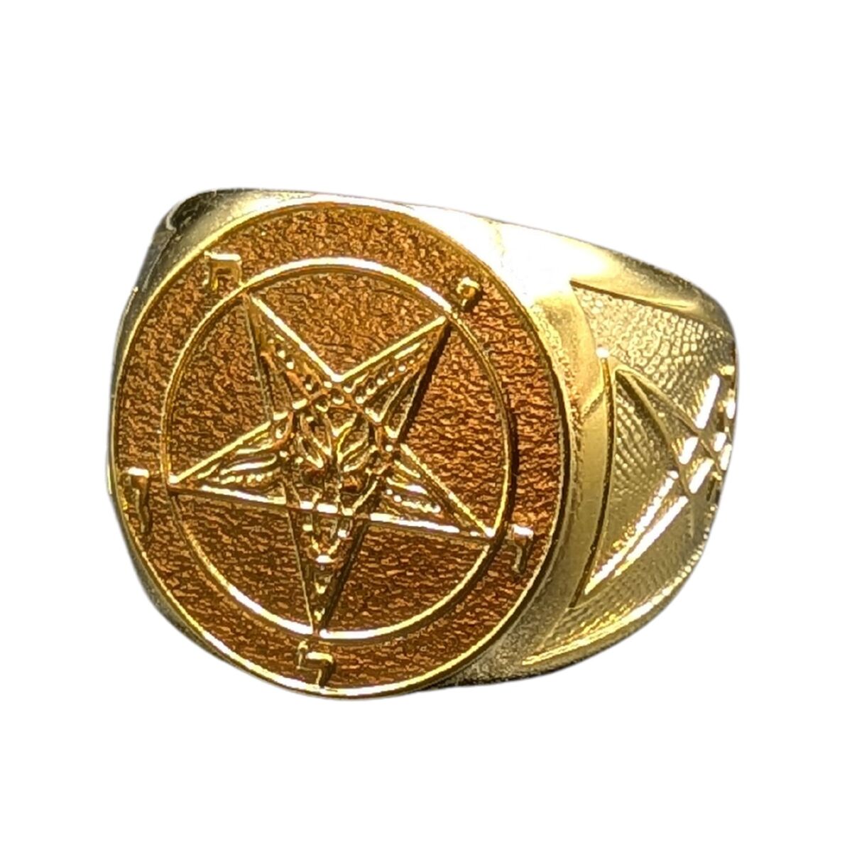 Baphomet sigil ring 6 US Gold Plated bronze
