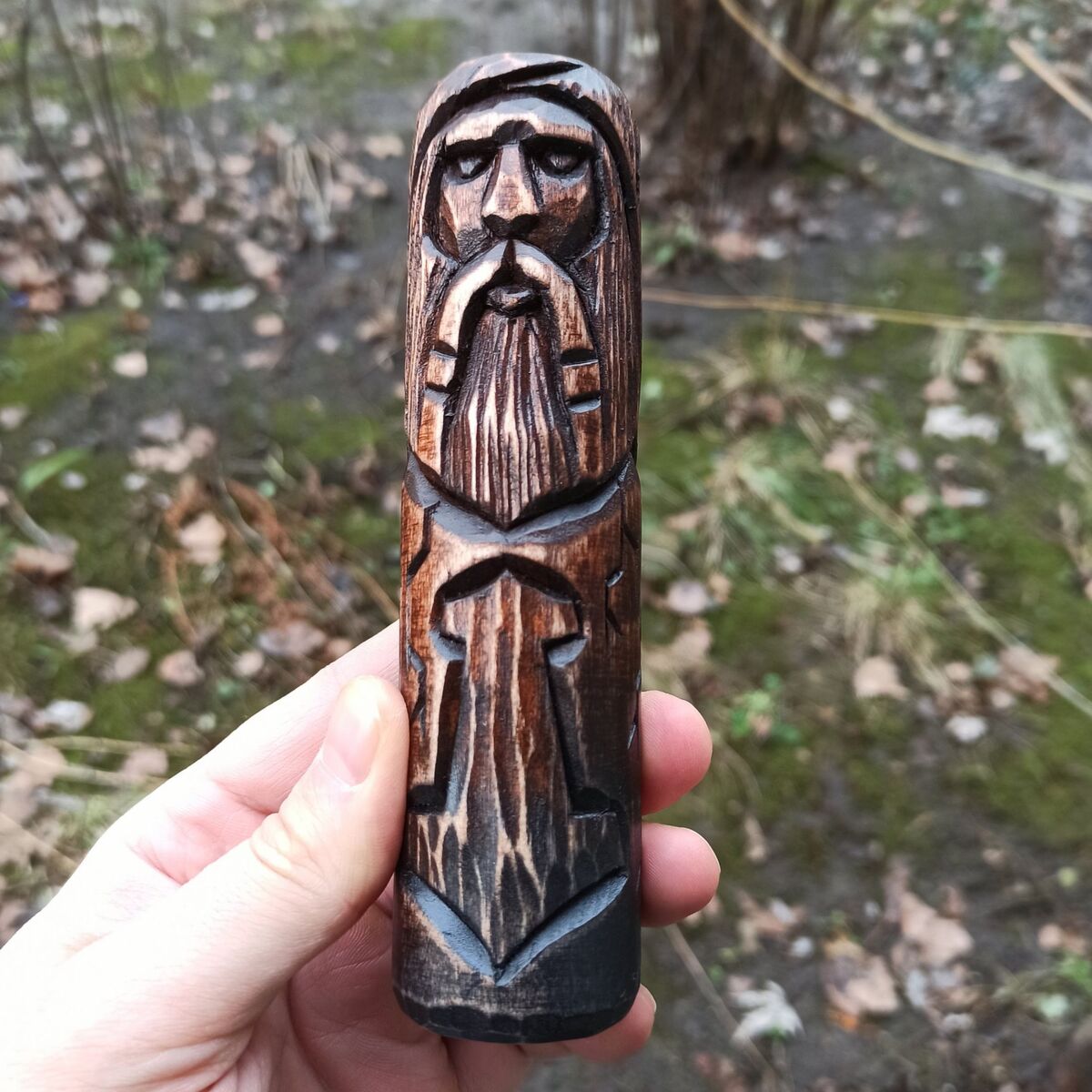 Norse God Thor wood carved figurine