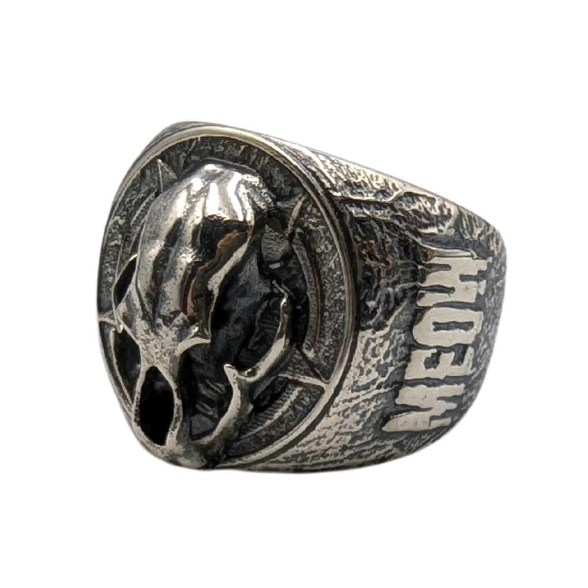 Cat skull signet ring 6 US Silver 925