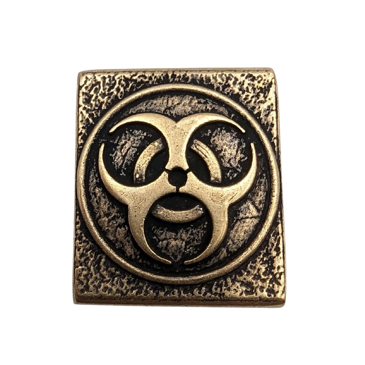 Biohazard Symbol molle clip Bronze with patina