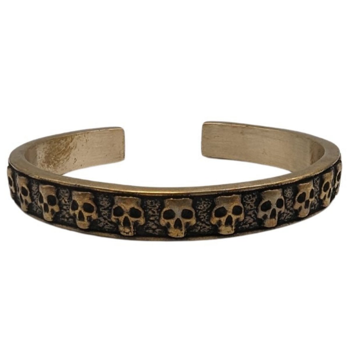 Heavy skull arm ring bracelet Bronze with patina
