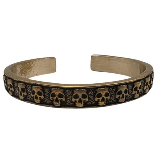 Heavy skull arm ring bracelet Bronze with patina