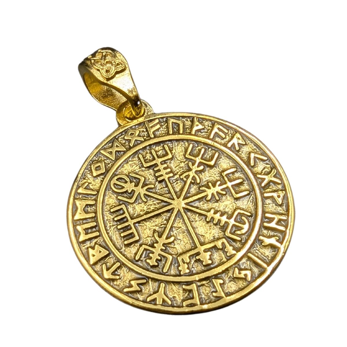 Vegvisir in circle of Elder Futhark runes pendant