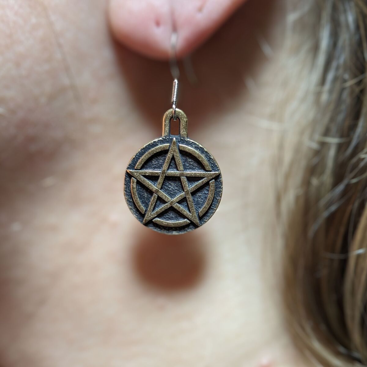 Wiccan Pentacle earrings