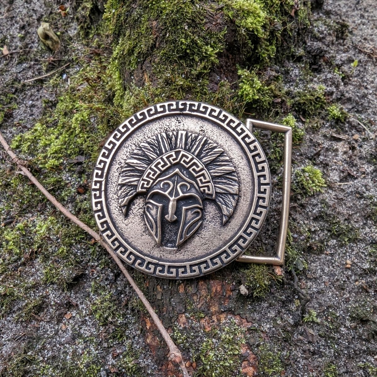 Spartan warrior helmet belt buckle