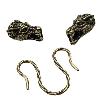 Viking wolf bronze necklace clasp Omega type  
