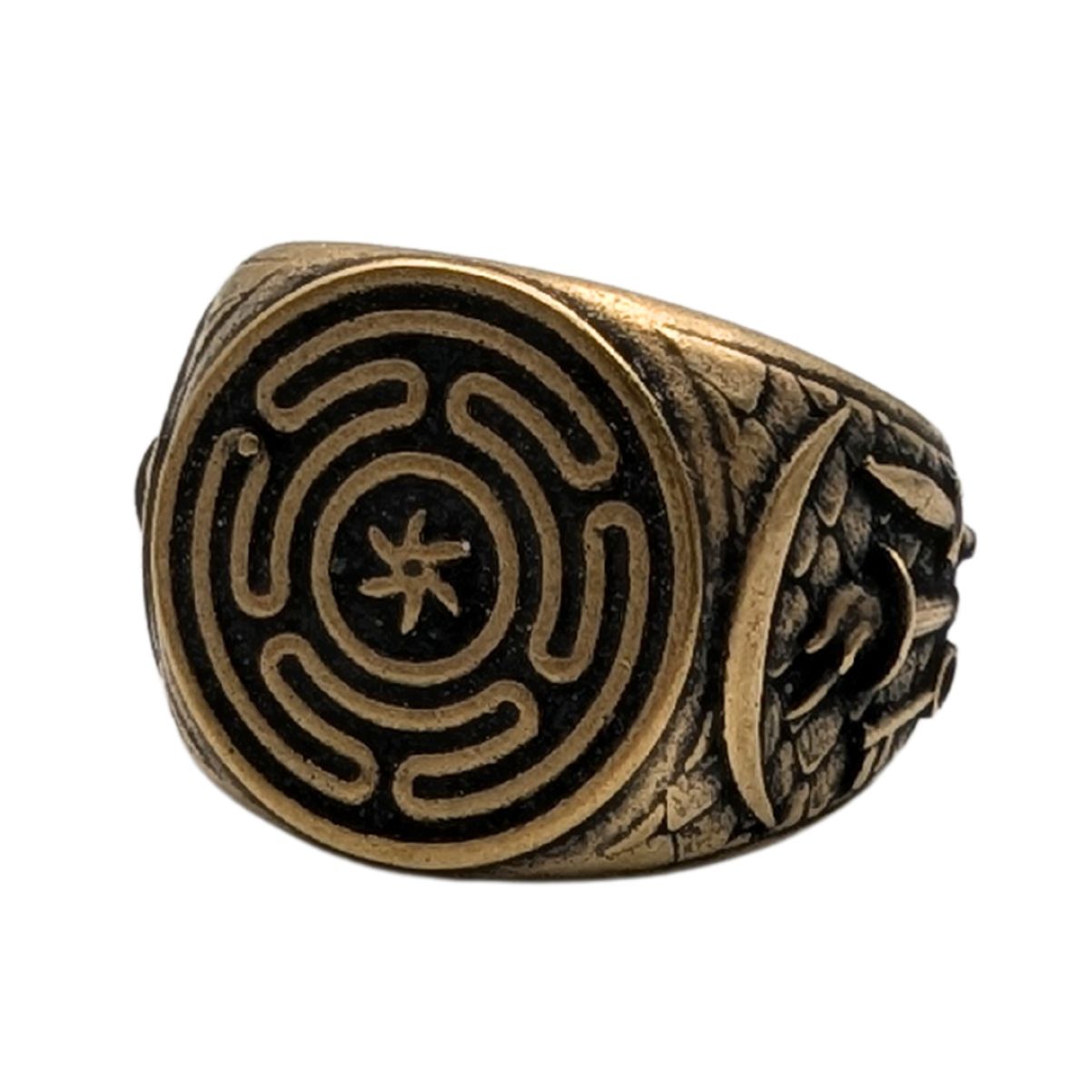 Hecate greek goddess ring Bronze with patina 6 US