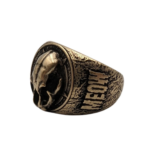 Cat skull signet ring