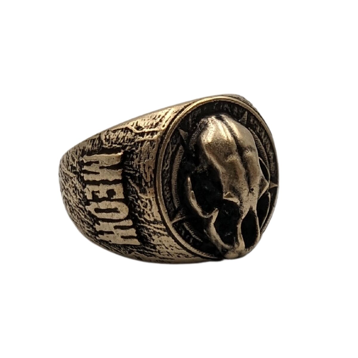 Cat skull signet ring