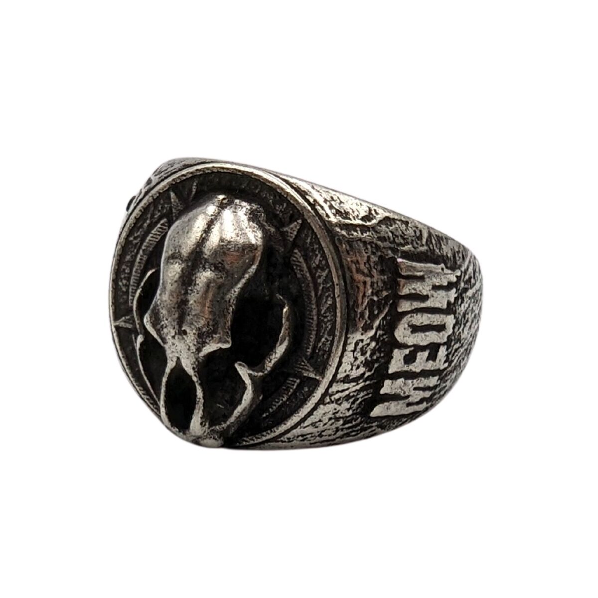 Cat skull signet ring 6 US Silver plating