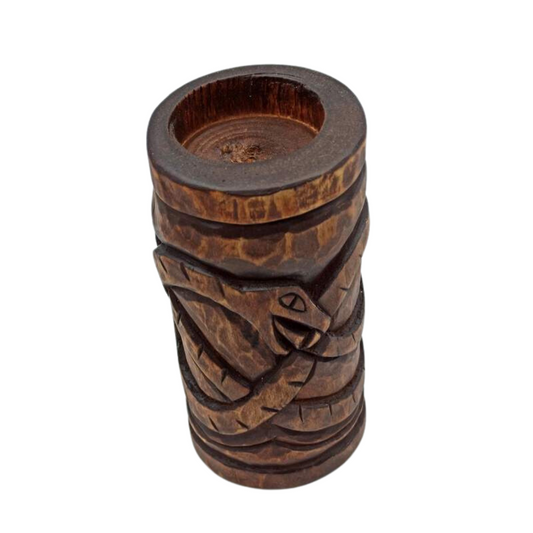 Jormungand wooden figure altar candle holder