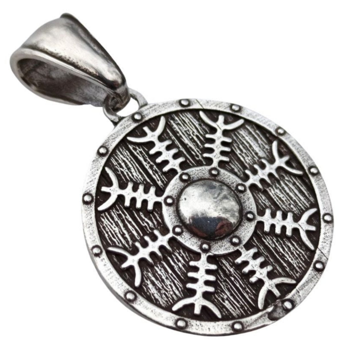Helm of Awe on Viking shield pendant Silver 925