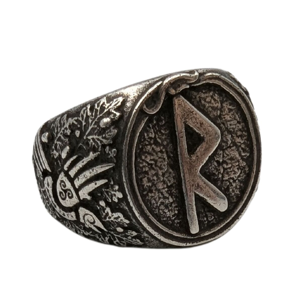 Raido rune signet ring 6 US Silver plating
