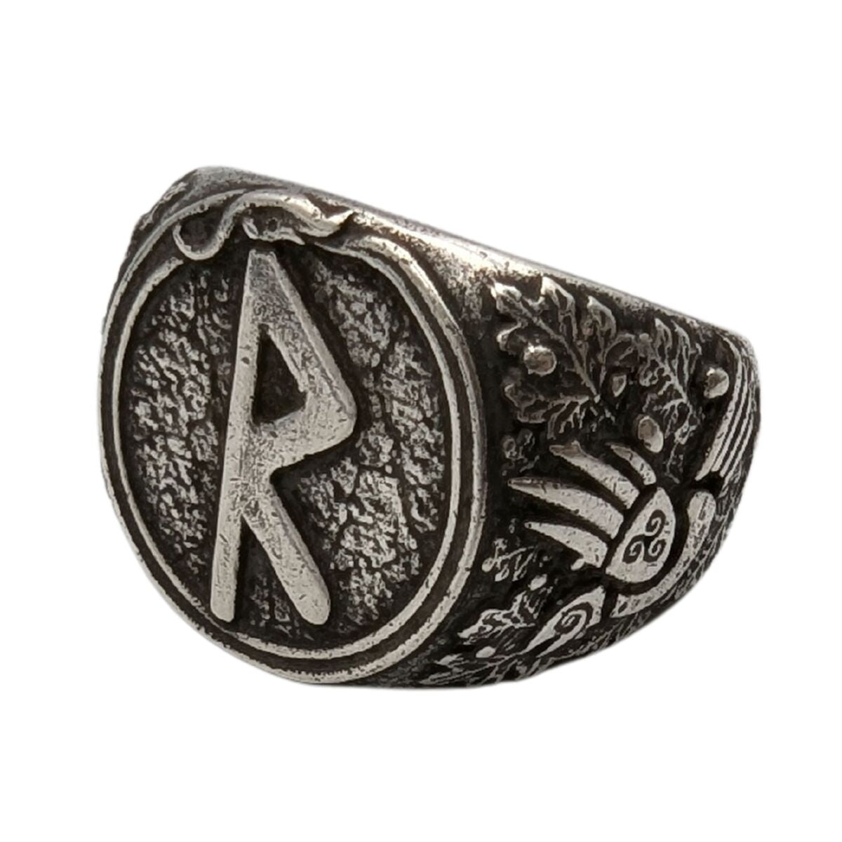 Raido rune signet ring