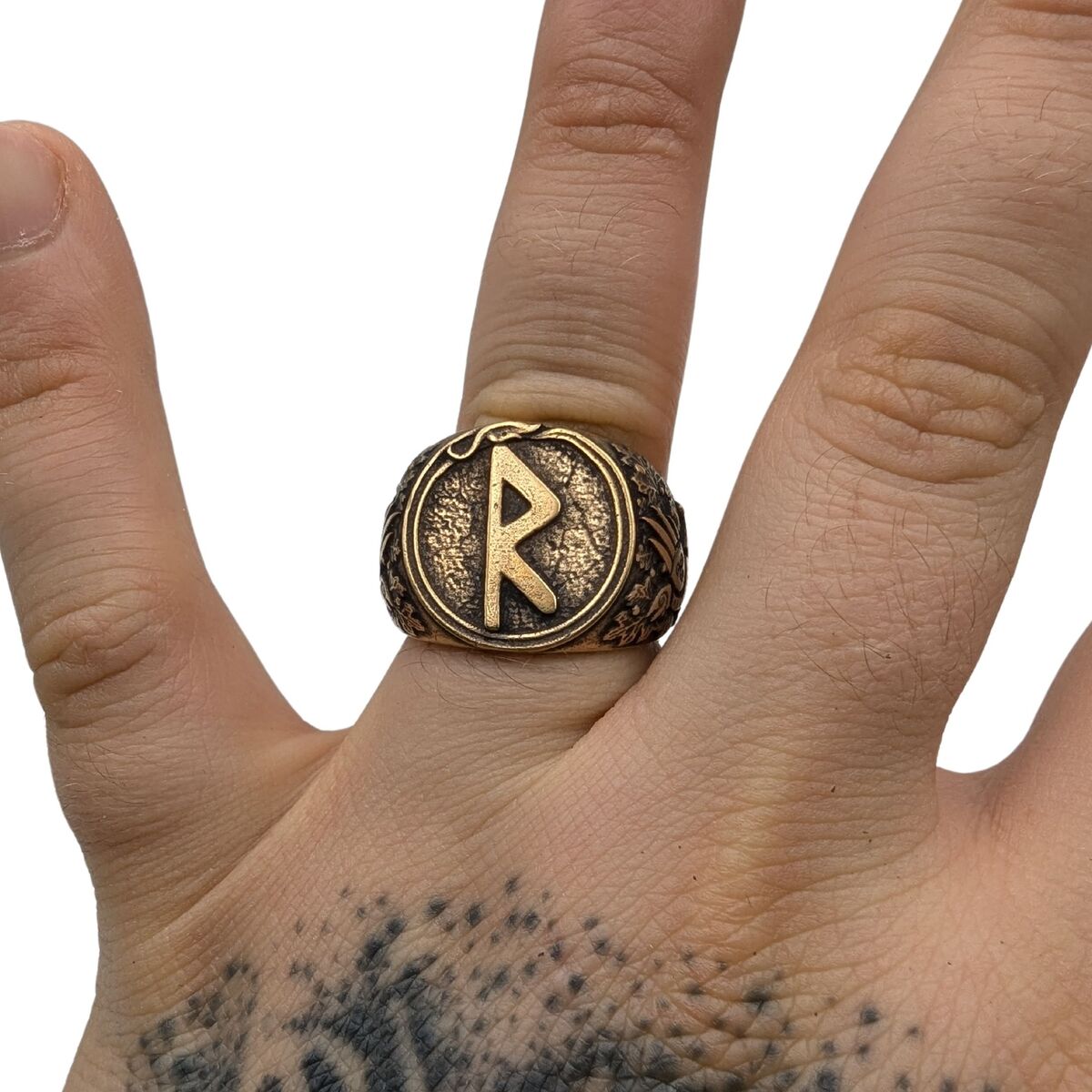 Raido rune signet ring