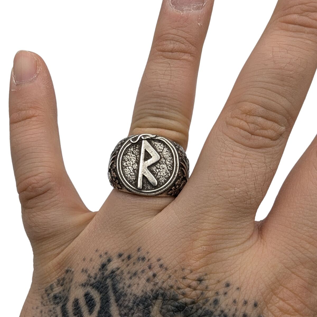 Raido rune signet ring