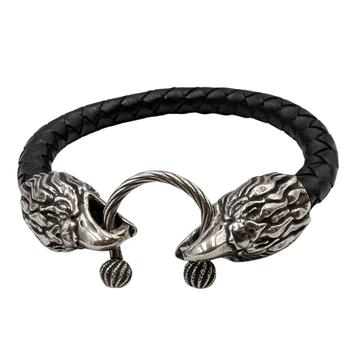 Eagle leather bracelet 6 inch | 15 Cm Silver 925