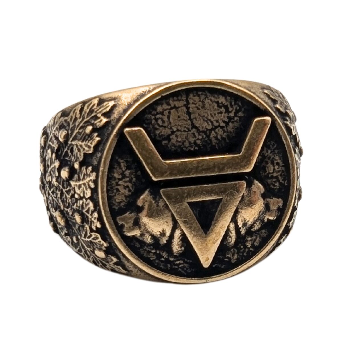Veles Slavic ring 6 US Bronze with patina