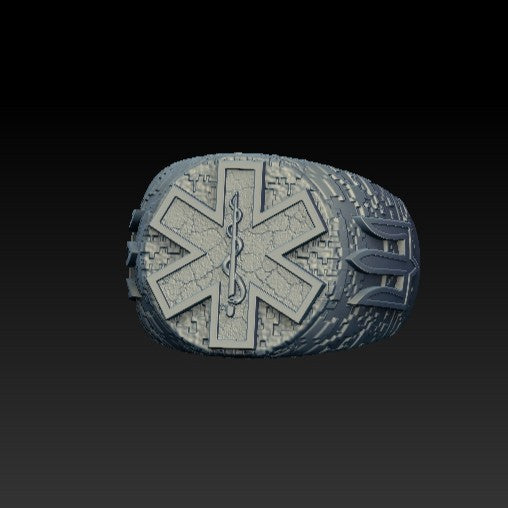 Tactical medic ring 6 US Silver 925