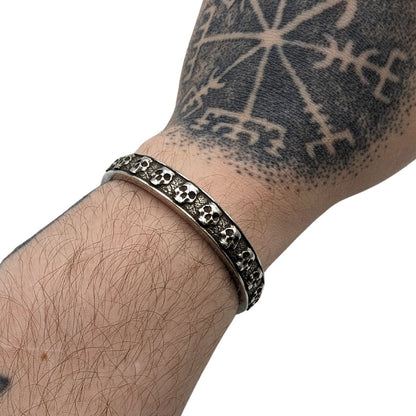 Heavy skull arm ring bronze bracelet   