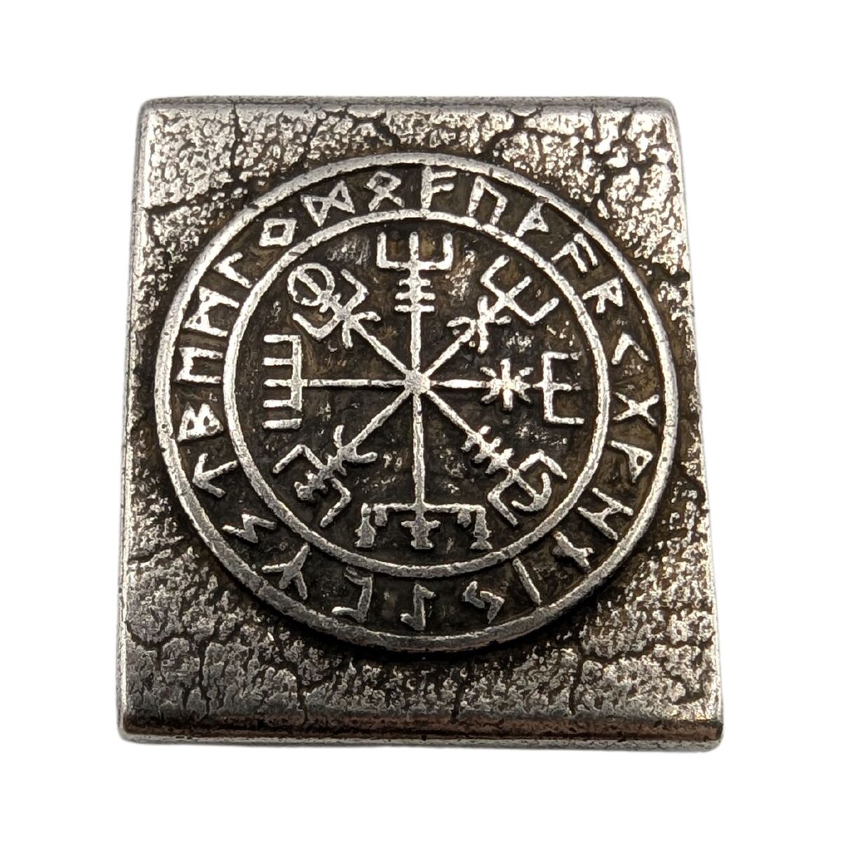 Vegvisir in runic circle molle clip Silver plated