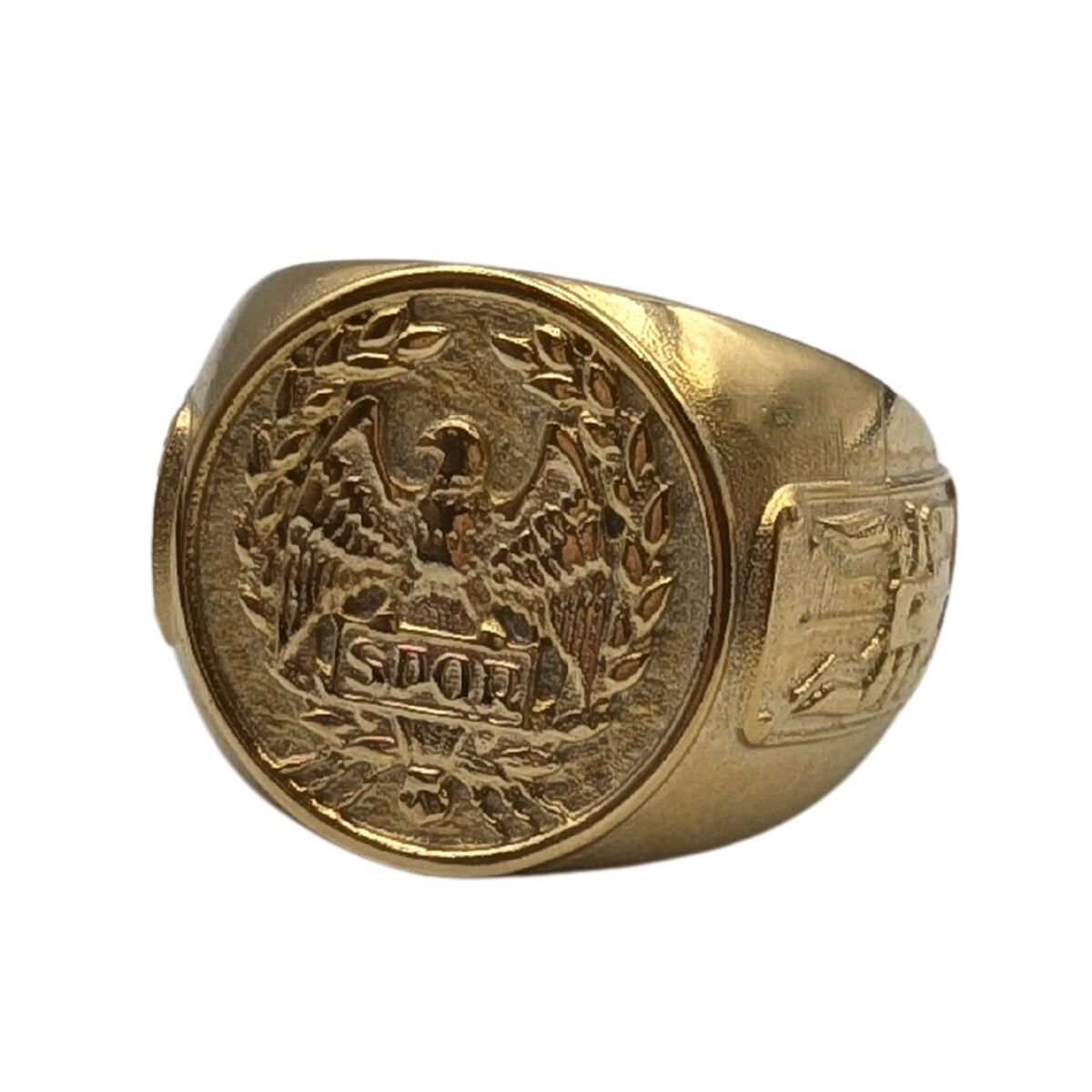 Roman eagle Aquila SPQR ring 6 US Gold Plated bronze
