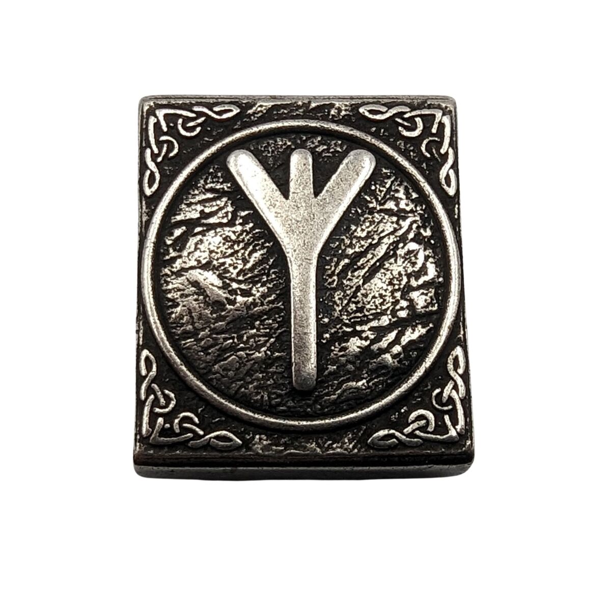 Algiz rune molle clip Silver plated bronze