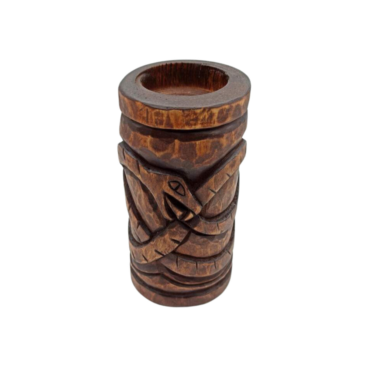 Jormungand wooden figure altar candle holder