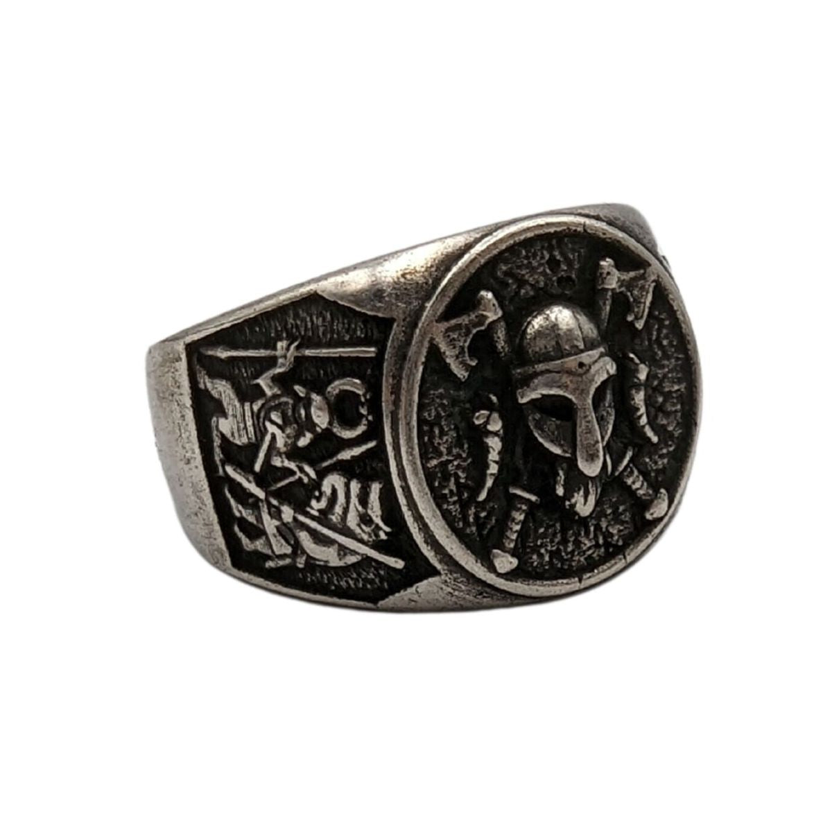 Viking warrior signet ring Silver plating 6 US