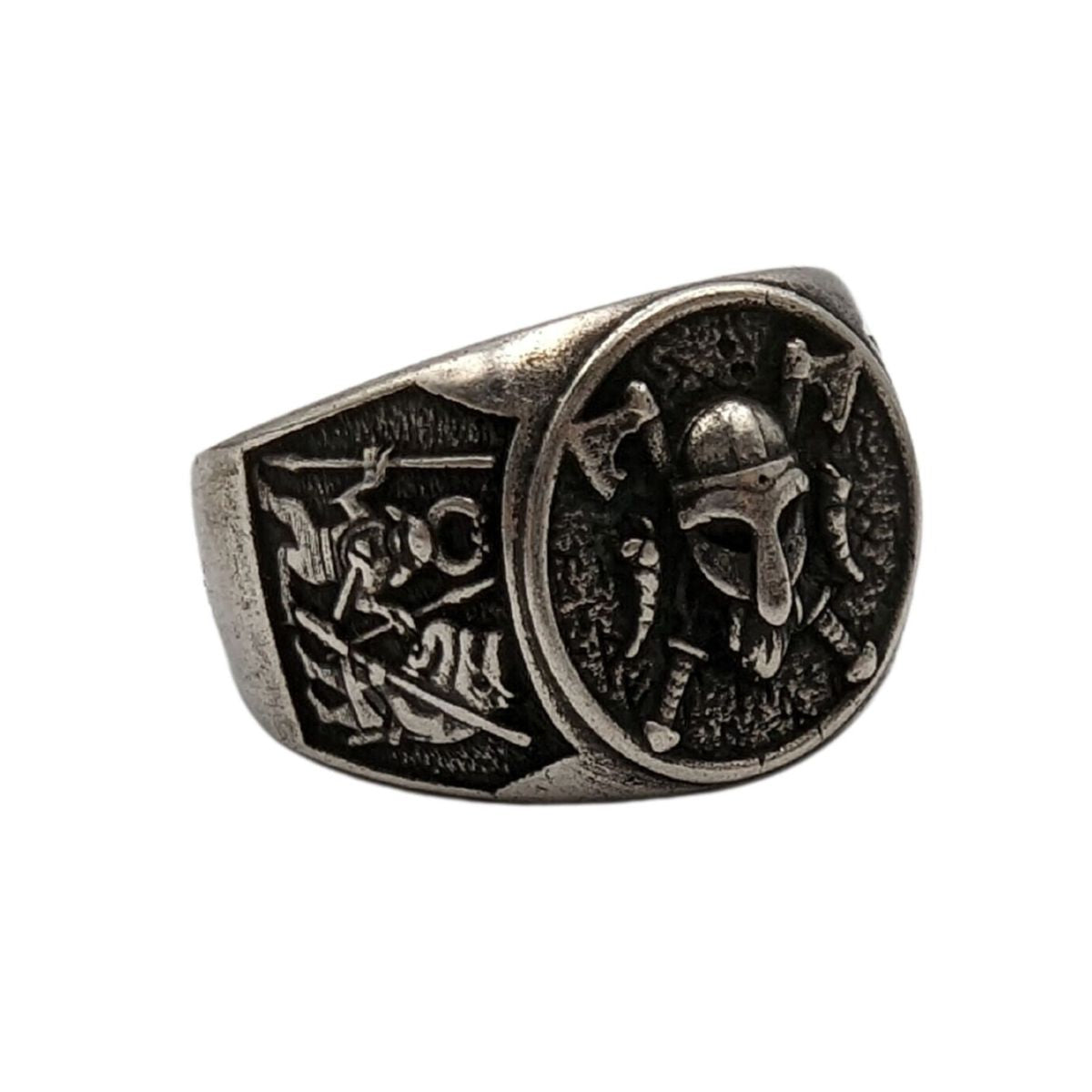 Viking warrior signet ring Silver plating 6 US 