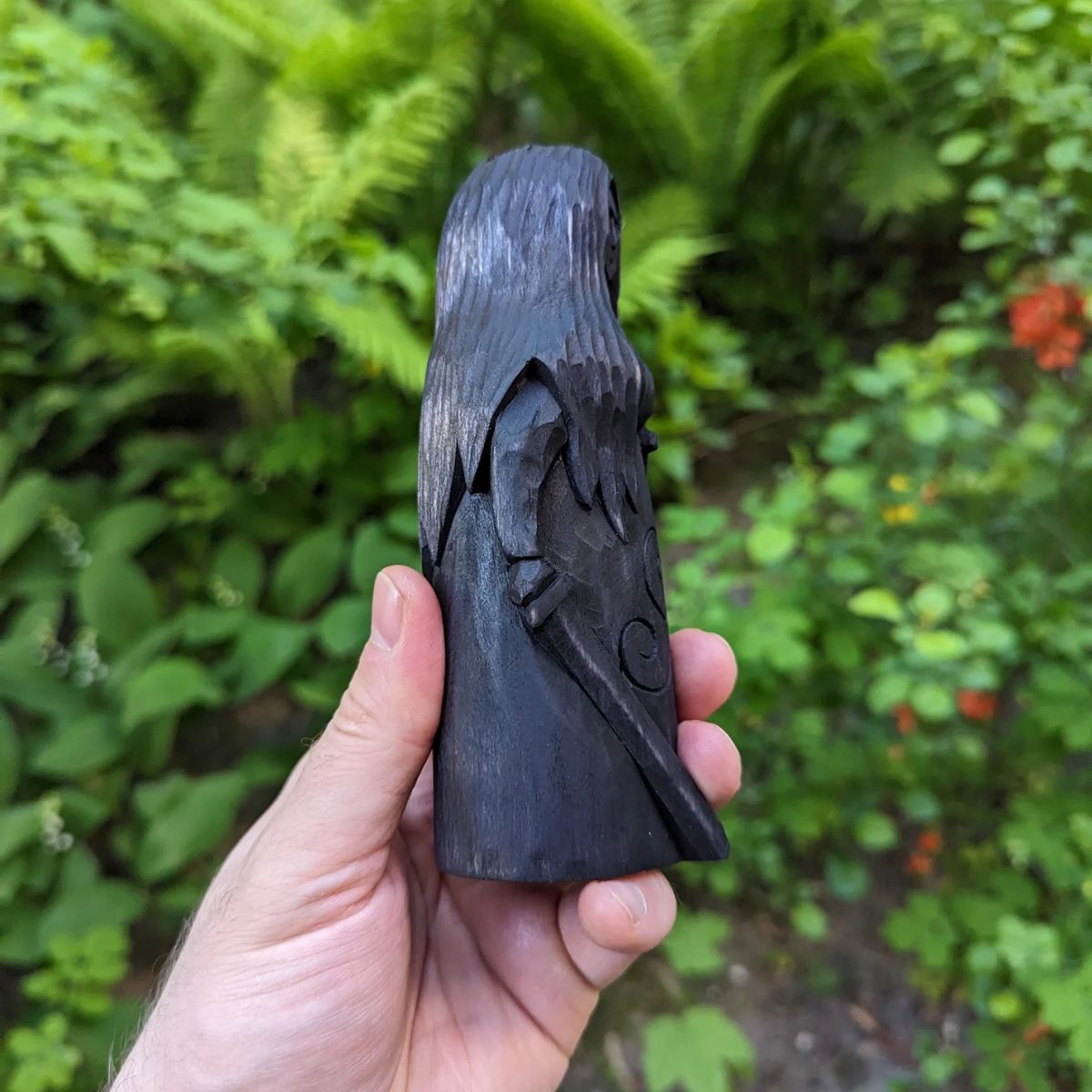 Morrigan goddess wooden figurine