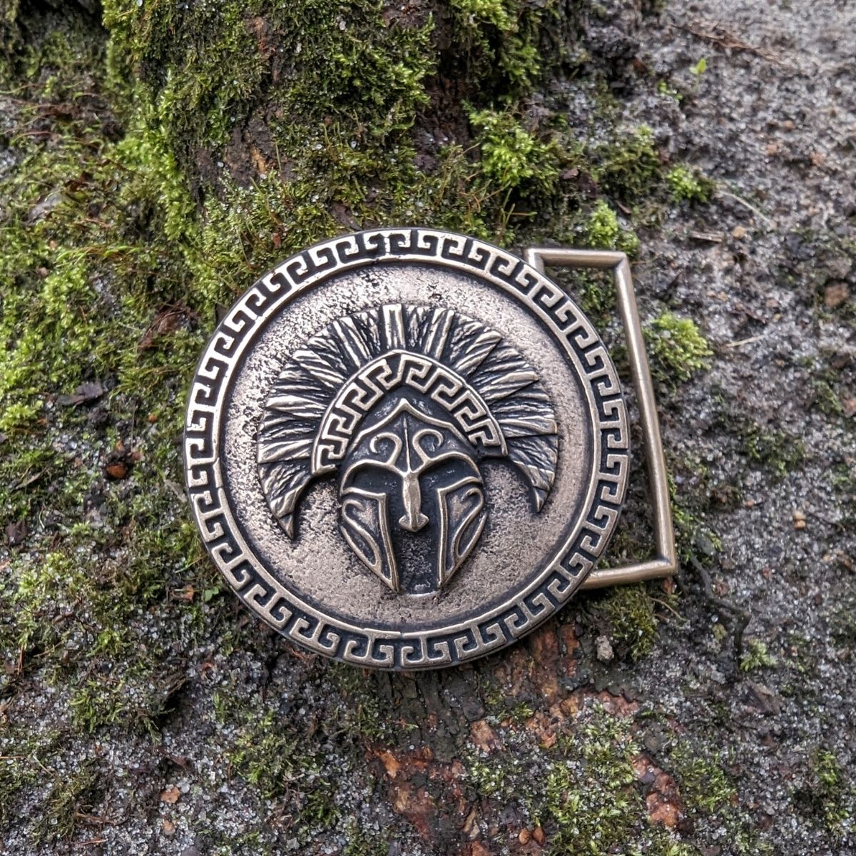 Spartan warrior helmet belt buckle