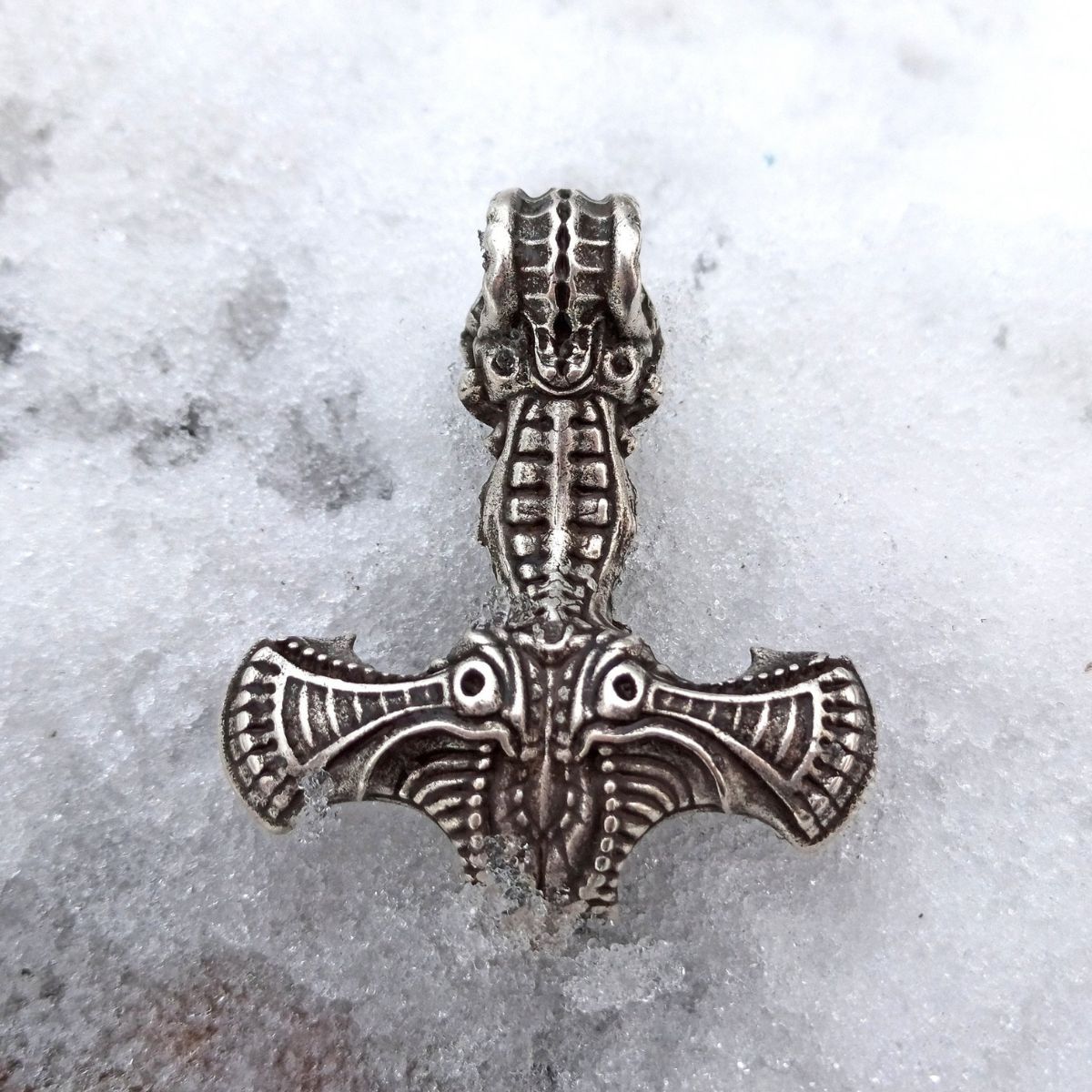 Hammer of Thor skull pendant