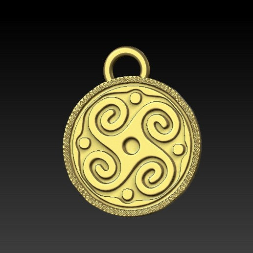 Slavic Solar petroglyph sun pendant Gold plating