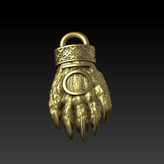Bear paw pendant Slavic jewelry Gold plating