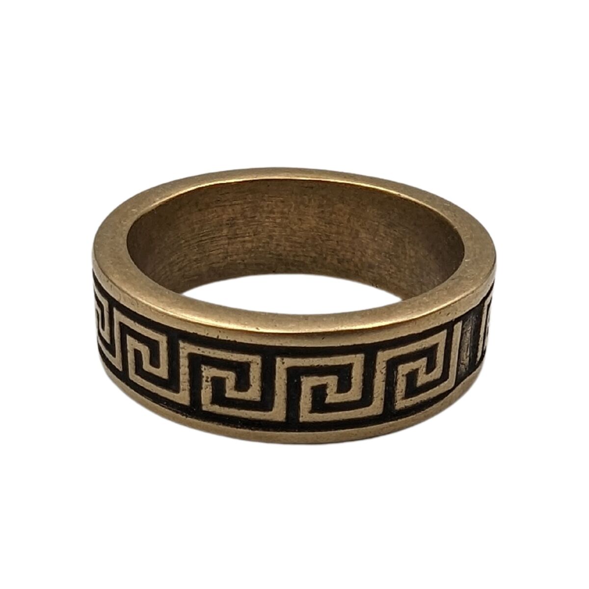 Ancient Greek ornament V1 ring 7 US Bronze with patina