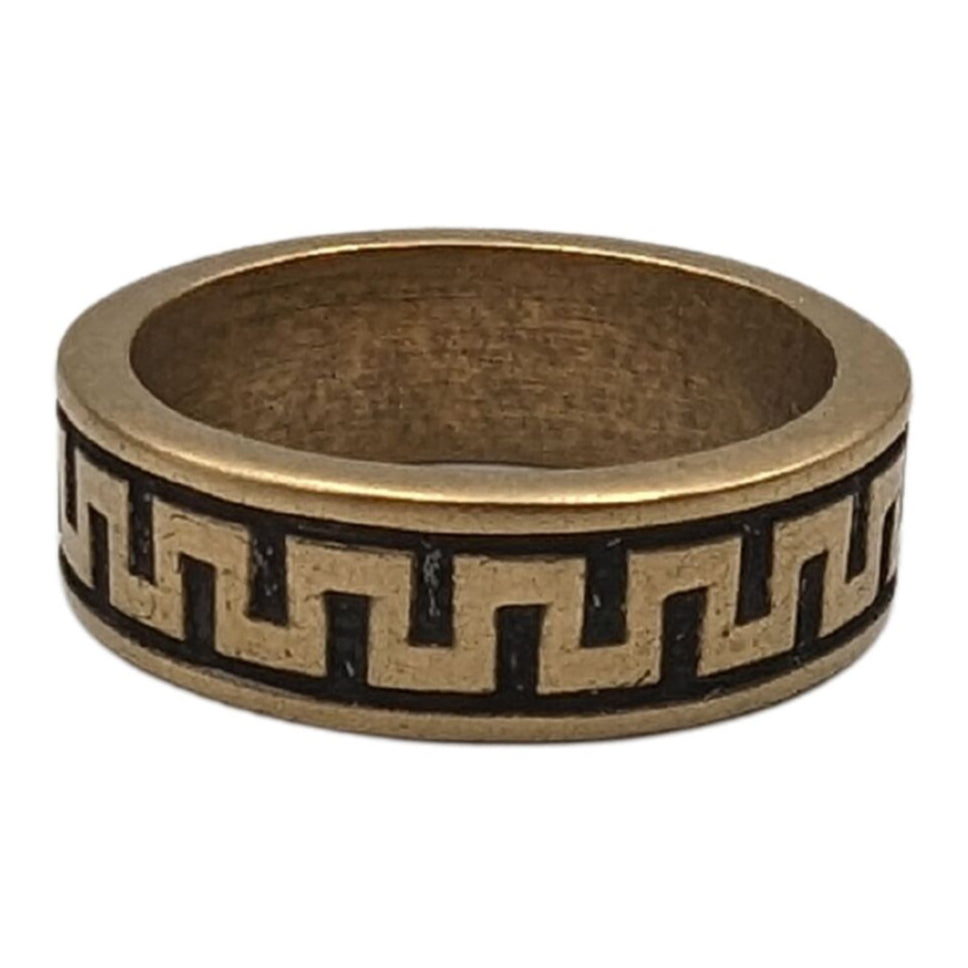 Ancient Greek ornament V2 ring 7 US Bronze with patina