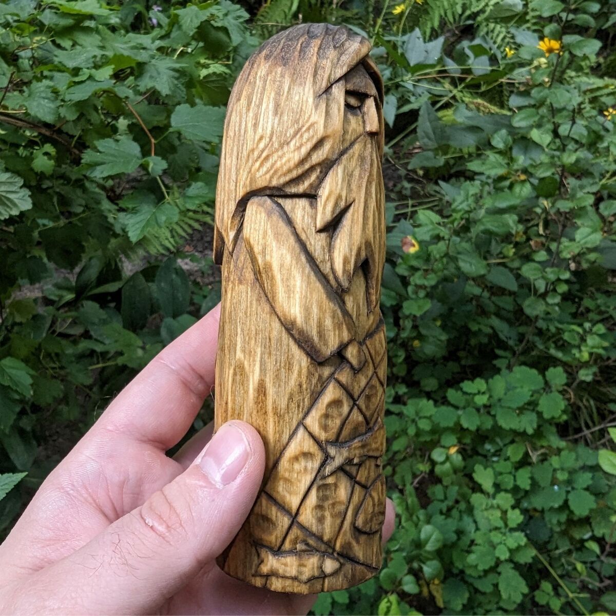 Njord God wooden figurine