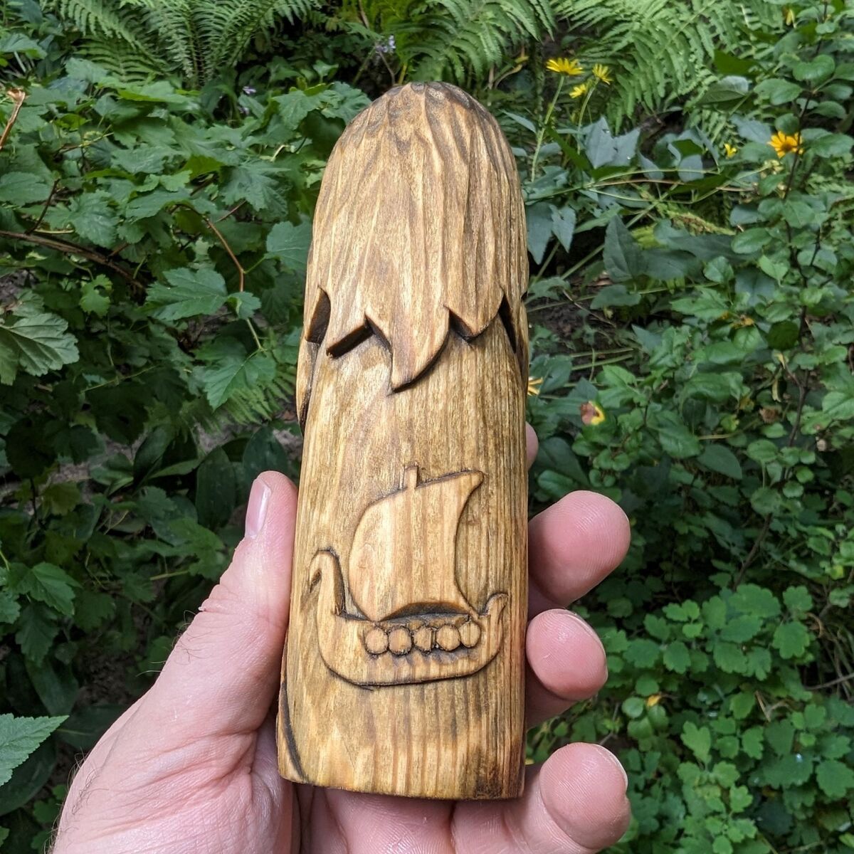 Njord God wooden figurine