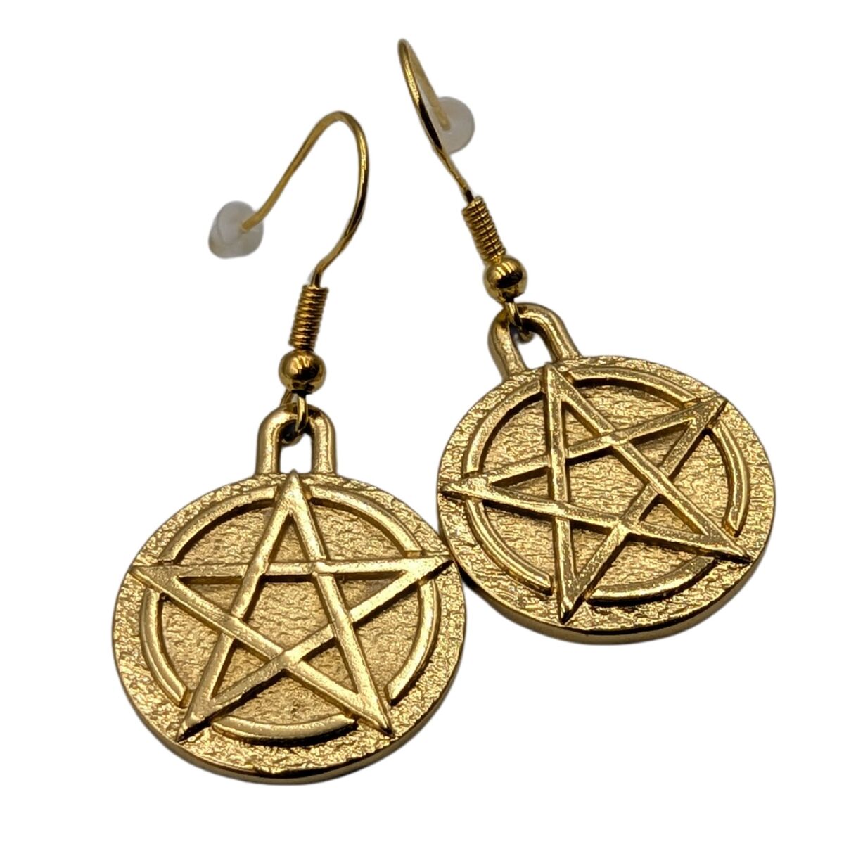 Wiccan Pentacle earrings Gold plating