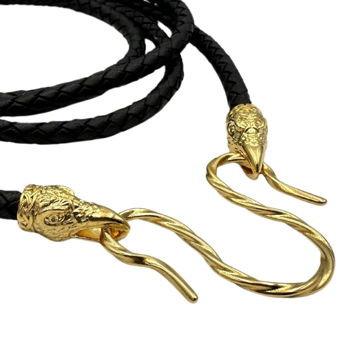 Collier en cuir Raven Huginn et Muninn avec fermoirs Bronze