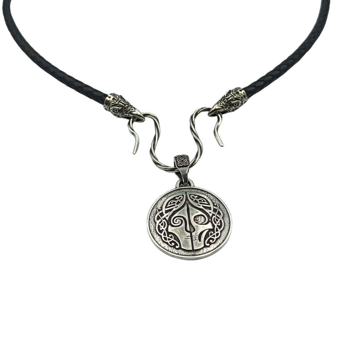 Hel goddess silver pendant Raven necklace  
