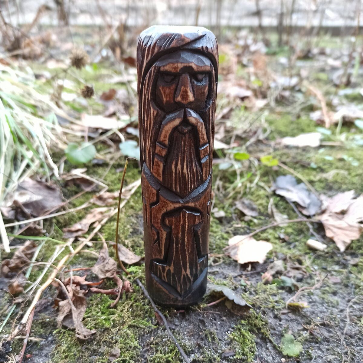 Norse God Thor wood carved figurine
