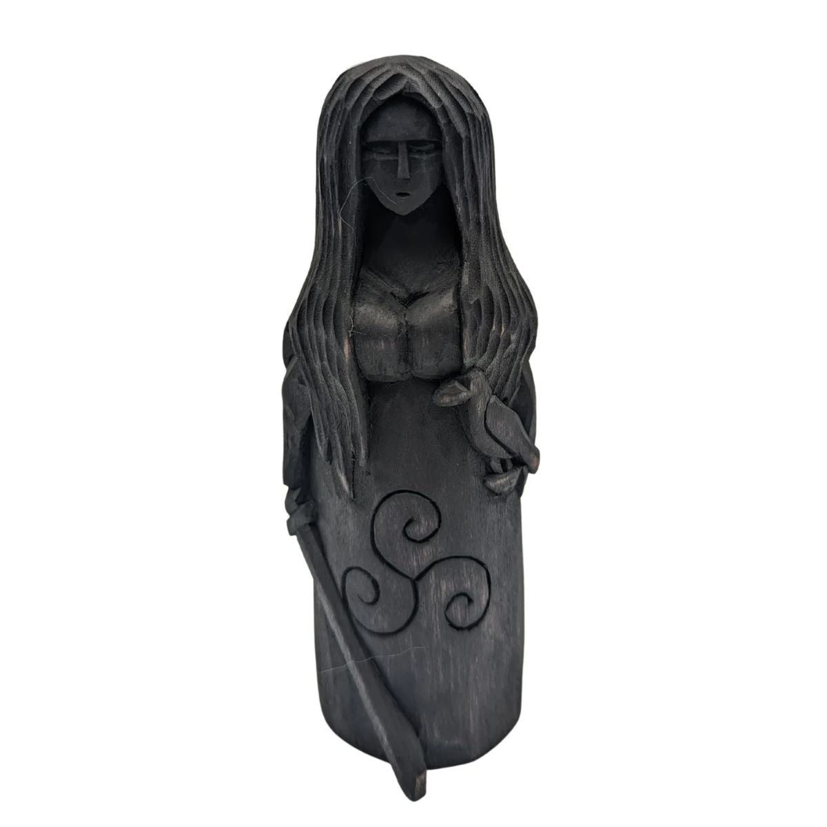 Morrigan goddess wooden figurine