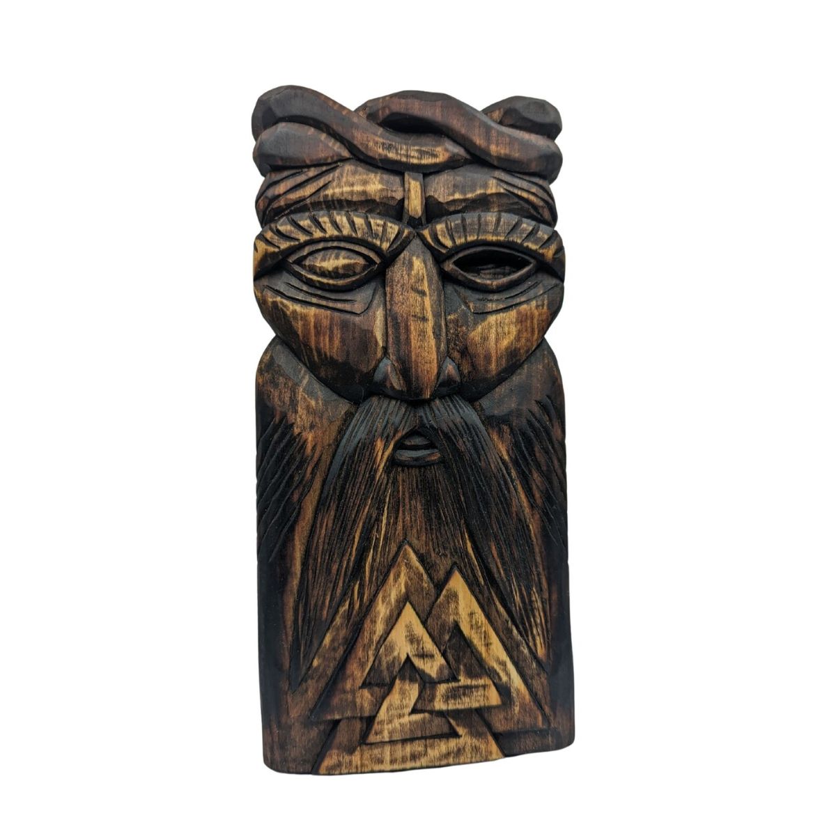 Odin wood carving wall panel