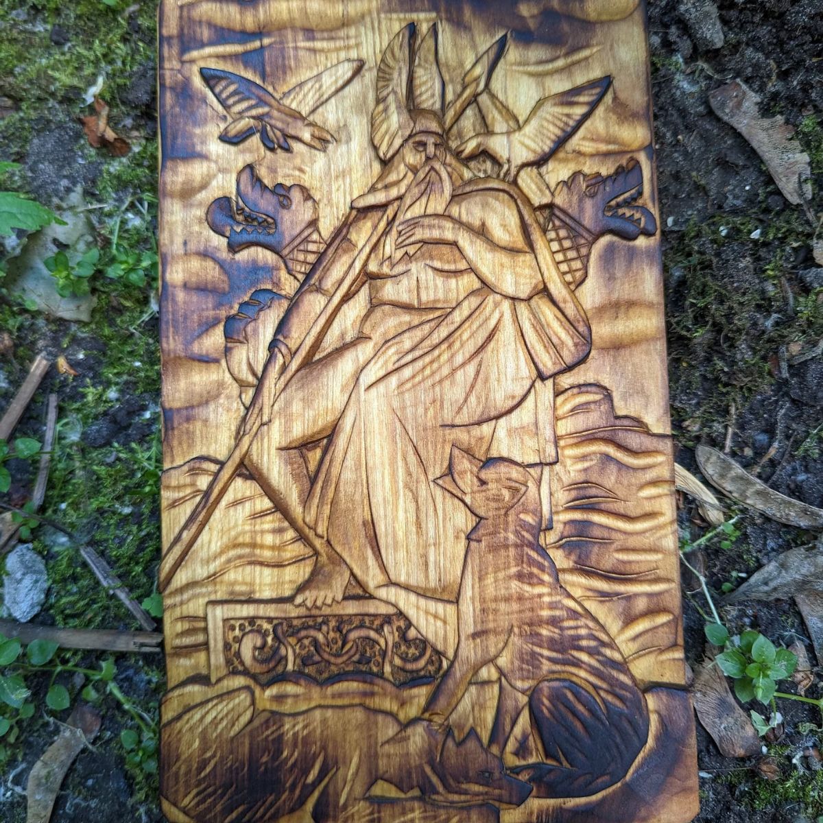 Odin carving wood wall panel 2.0
