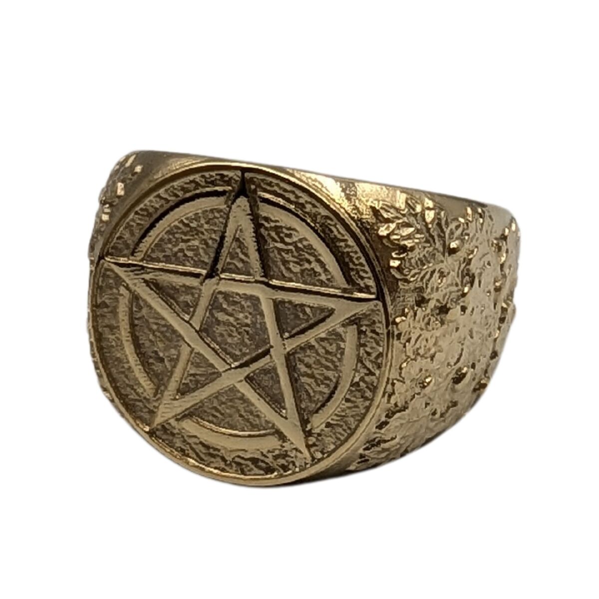 Wiccan pentacle ring 6 US Gold Plated bronze