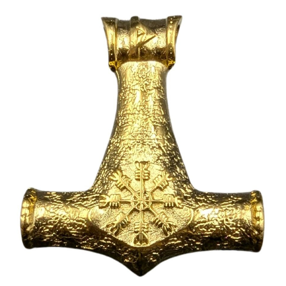 Mjolnir pendant with runes Gold plating