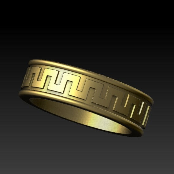 Ancient Greek ornament V2 ring 7 US Gold plating